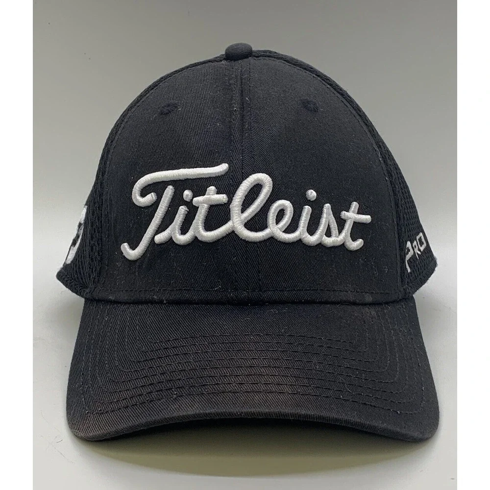 Titleist Golf Pro V1 FJ Footjoy New Era Mesh Flex Hat Cap Black White Large-XL‎